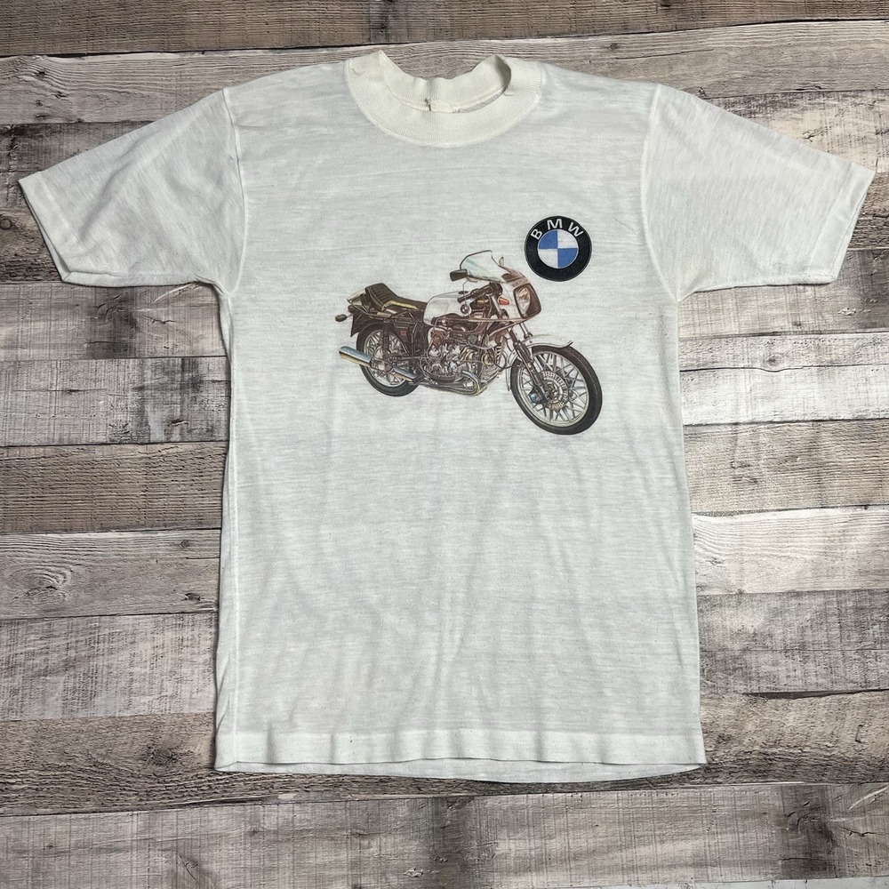 Bmw Shirt Adult Small White 70s Motorcycle Bike Motorsports Tee Car Logo